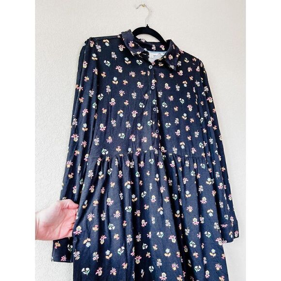 Boden Long Sleeve Black Floral Dress, Size 8R - Picture 2 of 6